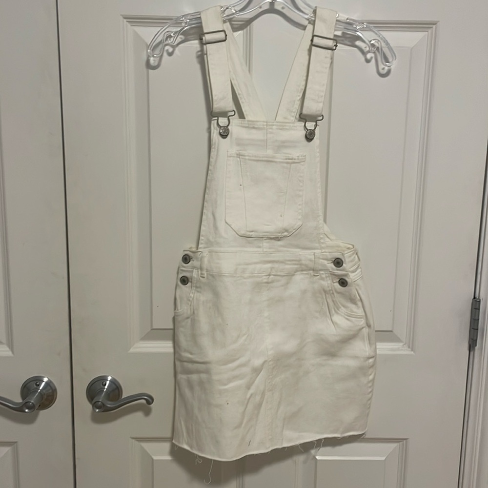 White denim overall dress